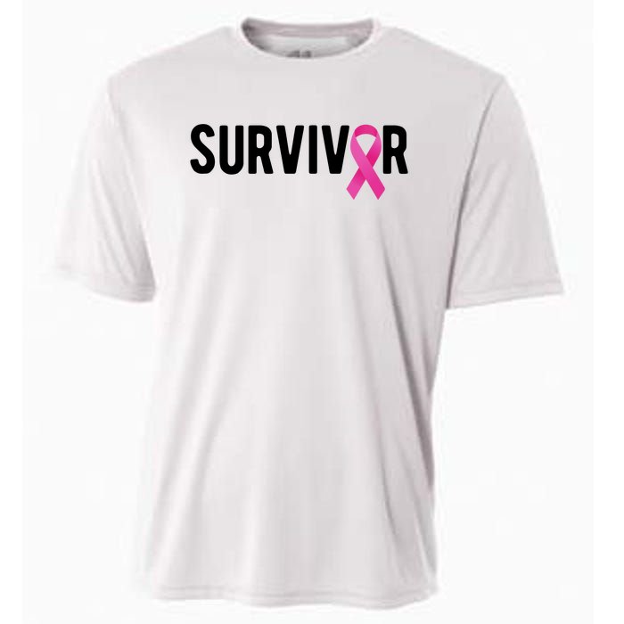 Survivor Breast Cancer Awareness Ribbon Cooling Performance Crew T-Shirt