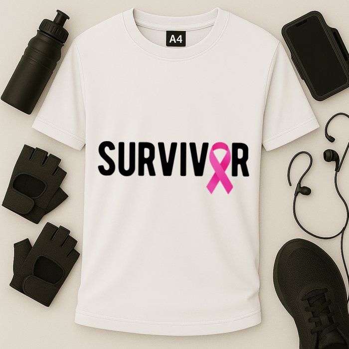 Survivor Breast Cancer Awareness Ribbon Performance Shirt