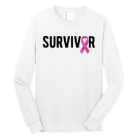 Survivor Breast Cancer Awareness Ribbon Long Sleeve Shirt