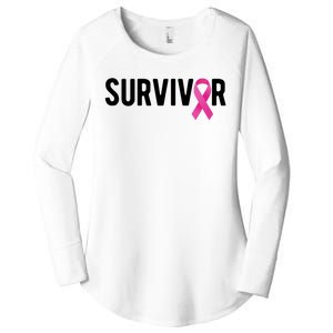 Survivor Breast Cancer Awareness Ribbon Women's Perfect Tri Tunic Long Sleeve Shirt