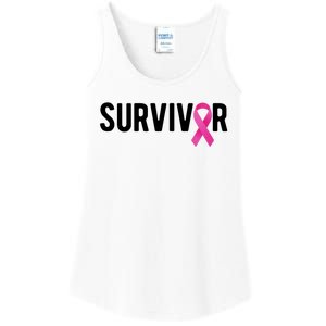 Survivor Breast Cancer Awareness Ribbon Ladies Essential Tank