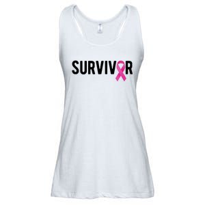 Survivor Breast Cancer Awareness Ribbon Ladies Essential Flowy Tank