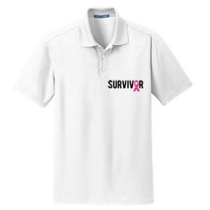 Survivor Breast Cancer Awareness Ribbon Dry Zone Grid Polo