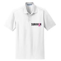 Survivor Breast Cancer Awareness Ribbon Dry Zone Grid Polo