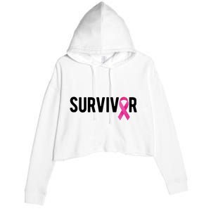 Survivor Breast Cancer Awareness Ribbon Crop Fleece Hoodie