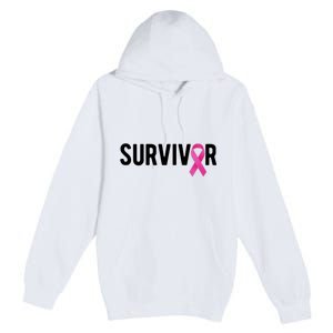 Survivor Breast Cancer Awareness Ribbon Premium Pullover Hoodie