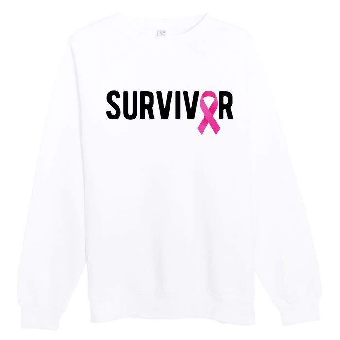 Survivor Breast Cancer Awareness Ribbon Premium Crewneck Sweatshirt