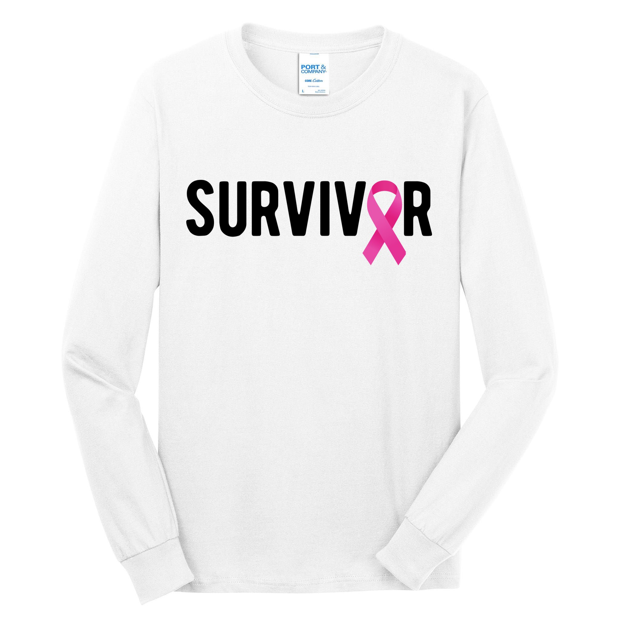 Survivor Breast Cancer Awareness Ribbon Tall Long Sleeve T-Shirt