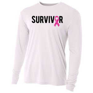 Survivor Breast Cancer Awareness Ribbon Cooling Performance Long Sleeve Crew