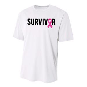 Survivor Breast Cancer Awareness Ribbon Performance Sprint T-Shirt