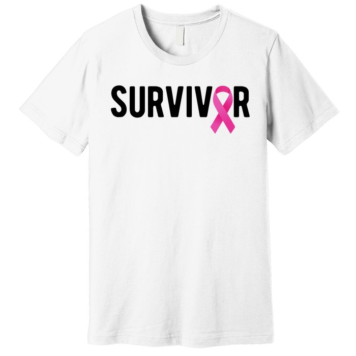 Survivor Breast Cancer Awareness Ribbon Premium T-Shirt