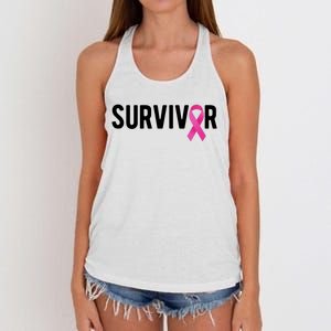 Survivor Breast Cancer Awareness Ribbon Women's Knotted Racerback Tank