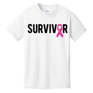 Survivor Breast Cancer Awareness Ribbon Kids T-Shirt