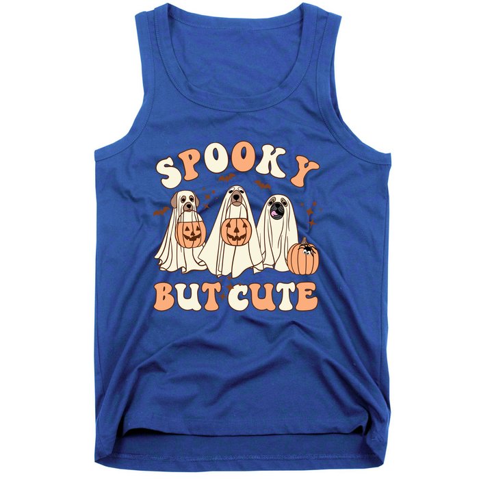 Spooky But Cute Ghost Dog Halloween Pumpkin Trick Or Treat Gift Tank Top