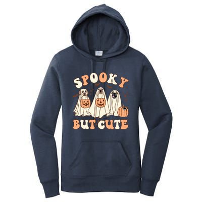 Spooky But Cute Ghost Dog Halloween Pumpkin Trick Or Treat Gift Women's Pullover Hoodie