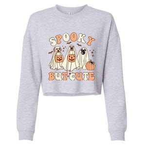 Spooky But Cute Ghost Dog Halloween Pumpkin Trick Or Treat Gift Cropped Pullover Crew