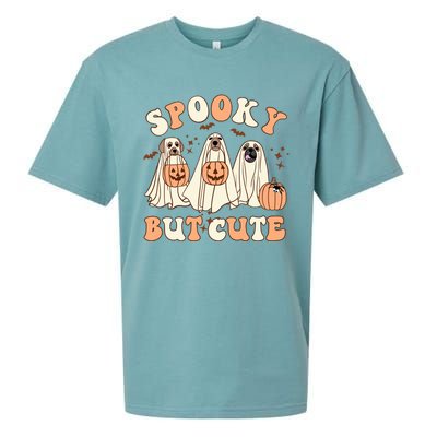 Spooky But Cute Ghost Dog Halloween Pumpkin Trick Or Treat Gift Sueded Cloud Jersey T-Shirt