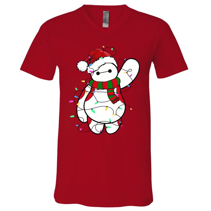 Santa Baymax Christmas Lights Baymax Christmas Baymax Xmas L V-Neck T-Shirt