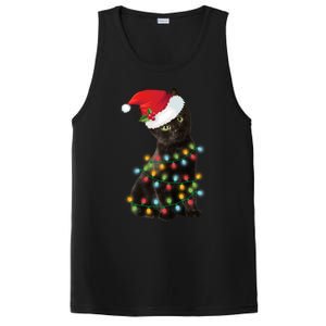 Santa Black Cat Tangled Up In Christmas Tree Lights Holiday Gift PosiCharge Competitor Tank