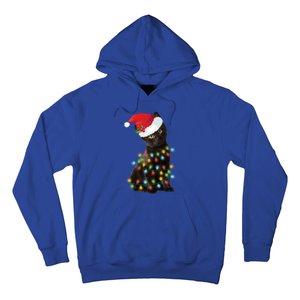 Santa Black Cat Tangled Up In Christmas Tree Lights Holiday Gift Hoodie