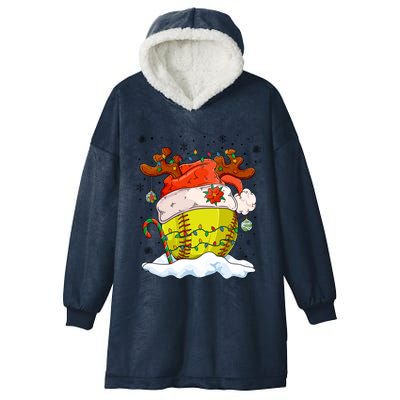 Softball Ball Christmas Softball Player Xmas Party Gift Hooded Wearable Blanket