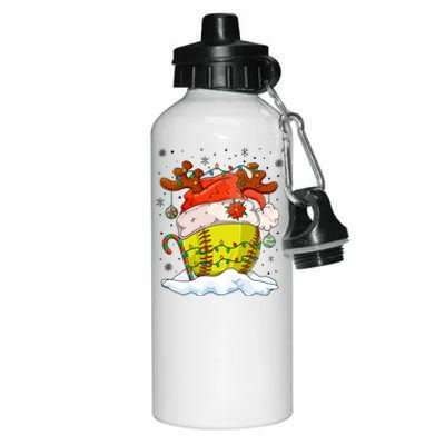 Softball Ball Christmas Softball Player Xmas Party Gift Aluminum Water Bottle