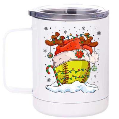 Softball Ball Christmas Softball Player Xmas Party Gift 12 oz Stainless Steel Tumbler Cup