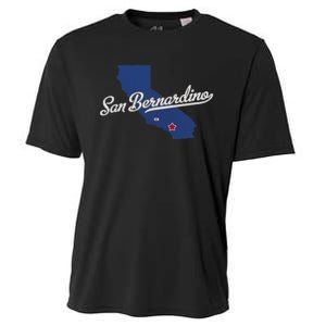 San Bernardino California CA Map Cooling Performance Crew T-Shirt