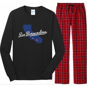 San Bernardino California CA Map Long Sleeve Pajama Set