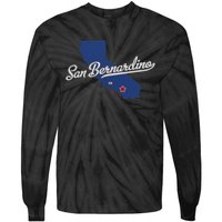 San Bernardino California CA Map Tie-Dye Long Sleeve Shirt