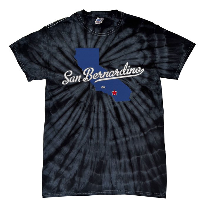 San Bernardino California CA Map Tie-Dye T-Shirt