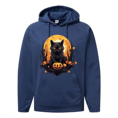 Scary Black Cat Pumpkin Halloween Costume Boy GIrls Kid Performance Fleece Hoodie