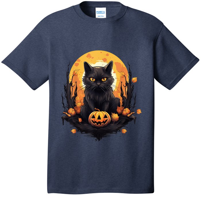 Scary Black Cat Pumpkin Halloween Costume Boy GIrls Kid T-Shirt