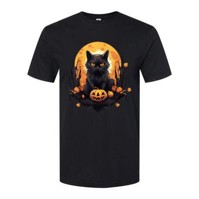 Scary Black Cat Pumpkin Halloween Costume Boy GIrls Kid Softstyle CVC T-Shirt