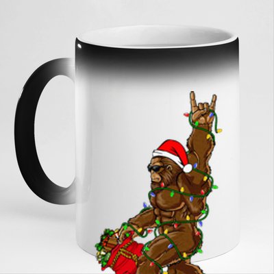 Santa Bigfoot Christmas Lights Rock Funny Sasquatch Believe 11oz Black Color Changing Mug