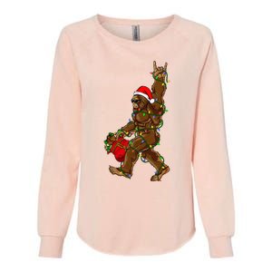 Santa Bigfoot Christmas Lights Rock Funny Sasquatch Believe Womens California Wash Sweatshirt