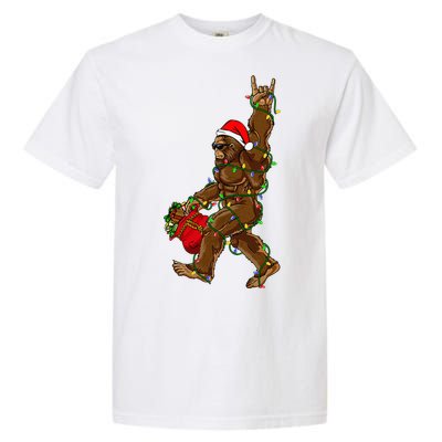 Santa Bigfoot Christmas Lights Rock Funny Sasquatch Believe Garment-Dyed Heavyweight T-Shirt