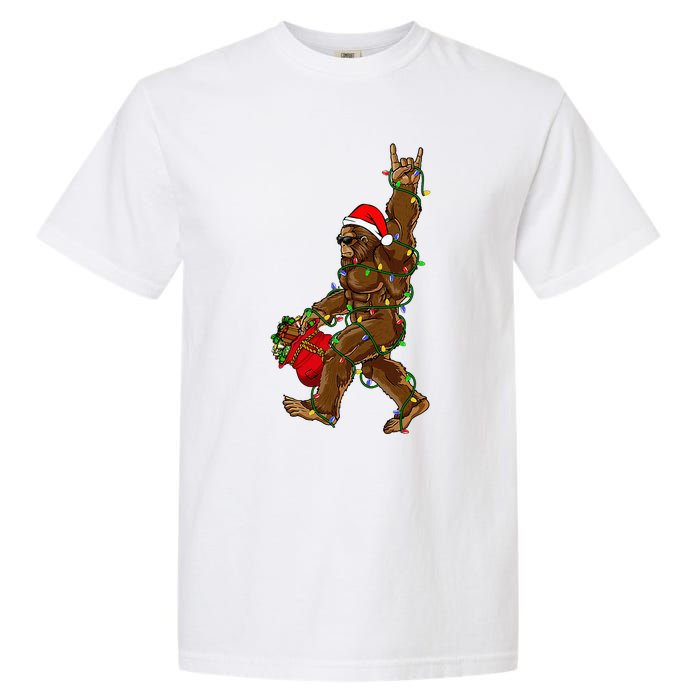 Santa Bigfoot Christmas Lights Rock Funny Sasquatch Believe Garment-Dyed Heavyweight T-Shirt