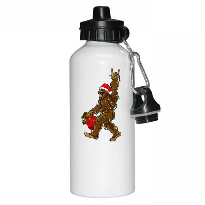 Santa Bigfoot Christmas Lights Rock Funny Sasquatch Believe Aluminum Water Bottle