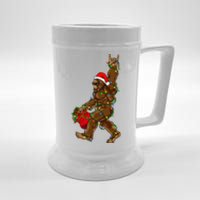 Santa Bigfoot Christmas Lights Rock Funny Sasquatch Believe Beer Stein