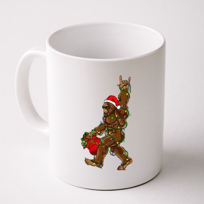 Santa Bigfoot Christmas Lights Rock Funny Sasquatch Believe Coffee Mug