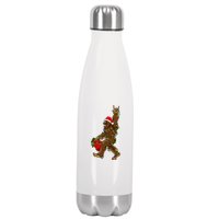 Santa Bigfoot Christmas Lights Rock Funny Sasquatch Believe Stainless Steel Insulated Water Bottle