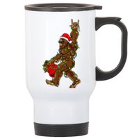 Santa Bigfoot Christmas Lights Rock Funny Sasquatch Believe Stainless Steel Travel Mug