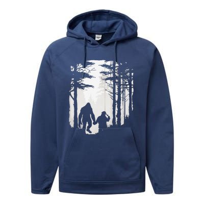 Santa Bigfoot Christmas Coming Performance Fleece Hoodie