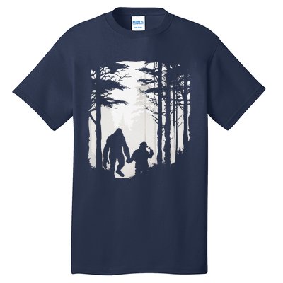 Santa Bigfoot Christmas Coming Tall T-Shirt