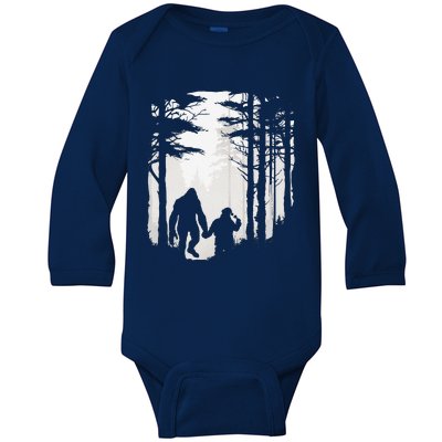 Santa Bigfoot Christmas Coming Baby Long Sleeve Bodysuit