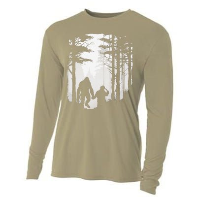 Santa Bigfoot Christmas Coming Cooling Performance Long Sleeve Crew