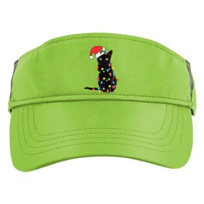 Santa Black Cat Tangled Up In Christmas Tree Lights Holiday Gift Adult Drive Performance Visor