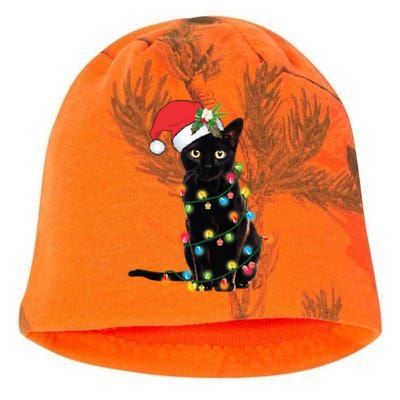 Santa Black Cat Tangled Up In Christmas Tree Lights Holiday Gift Kati - Camo Knit Beanie