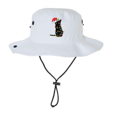 Santa Black Cat Tangled Up In Christmas Tree Lights Holiday Gift Legacy Cool Fit Booney Bucket Hat